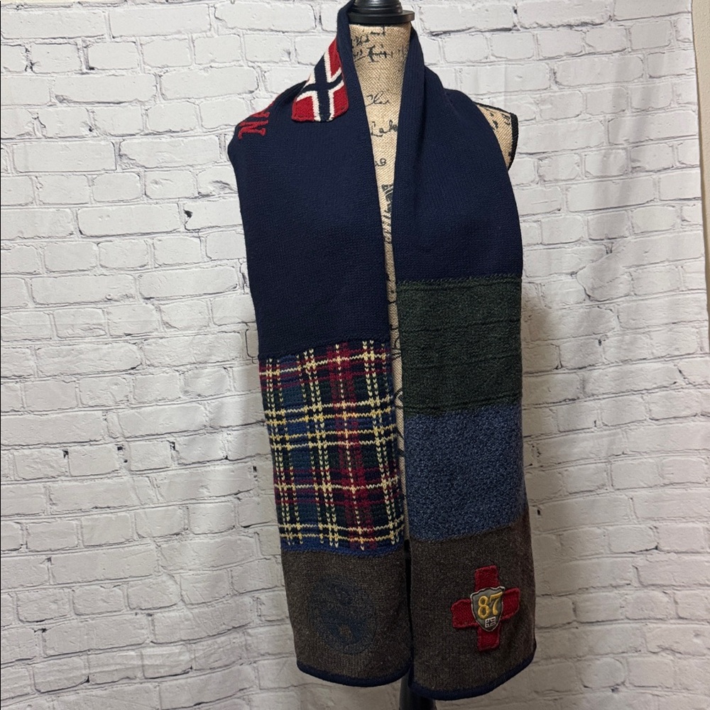 Vintage Napapijri Scarf wool blend with Red Cross Patch